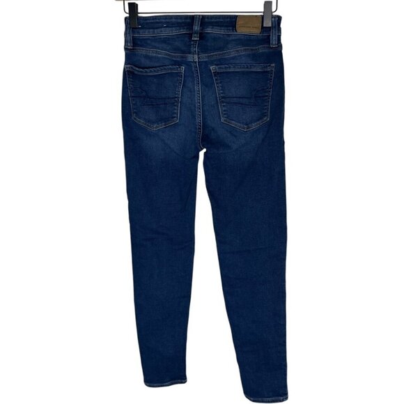 American Eagle Women's 0 High Rise Jegging Crop Next Level Stretch Denim Dark - Picture 4 of 8